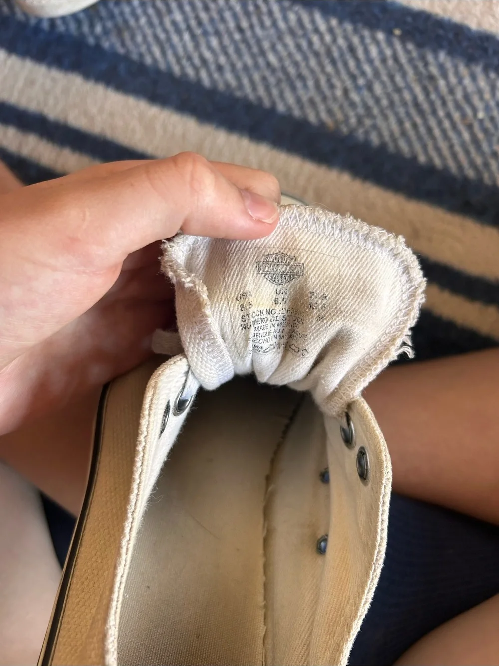 Harley-Davidson Beige Canvas Lace-Up Sneakers with Black Trim